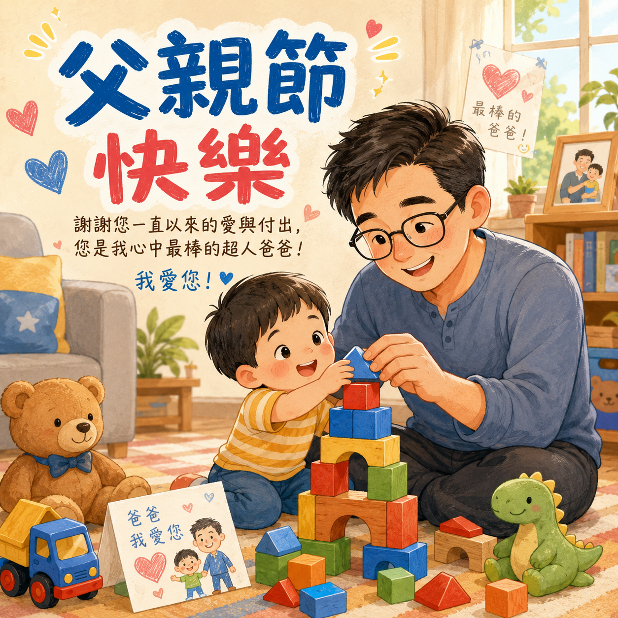 （AI 生成父親節快樂圖）