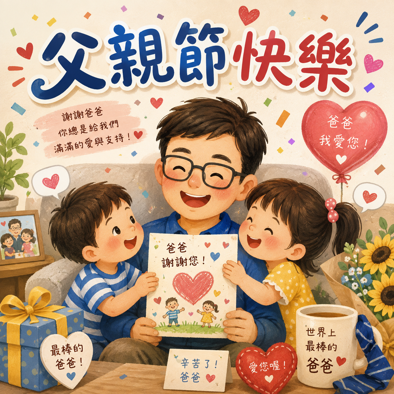 （AI 生成父親節快樂圖）