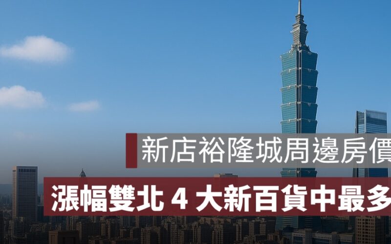 新店裕隆城周邊房價漲幅為雙北 4 大新百貨商場中最多