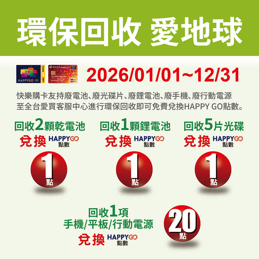 愛買 2026 年廢電池回收價格