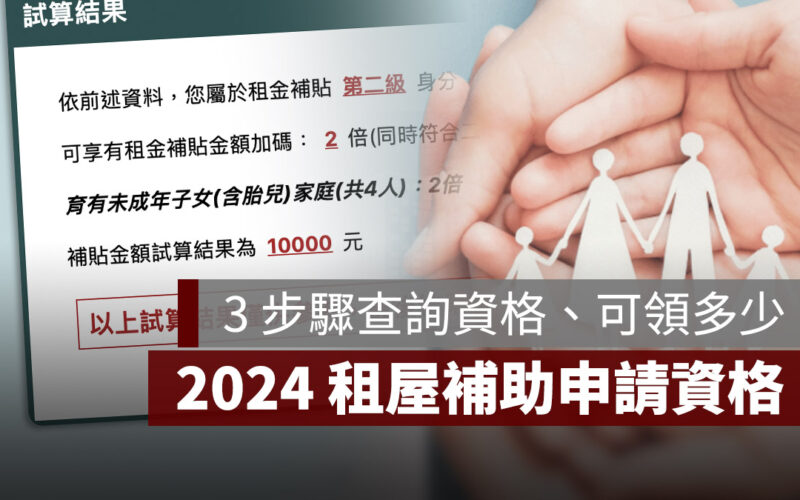 2024 租屋補助資格 補助金額 查詢