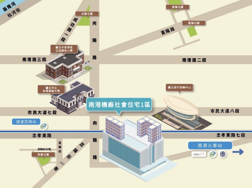 南港機廠社會住宅 1 區交通示意圖