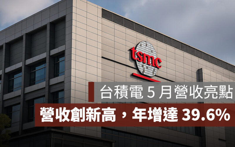 台積電營收：5 月營收創新高，年增達 39.6%