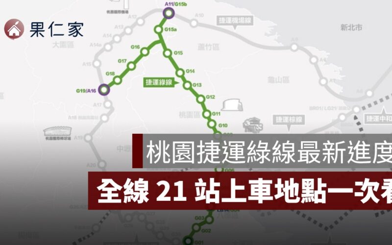 桃園捷運綠線最新進度!2026 北段先通車、全線 21 站上車地點一次看