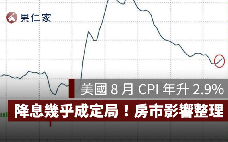 美國 8 月 CPI 年升 2.9%，Fed 降息幾乎成定局！對台灣房市影響有哪些？