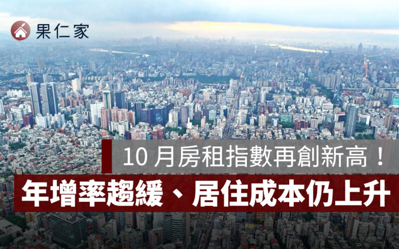 10 月房租指數再創新高!年增率趨緩、居住成本仍持續上升