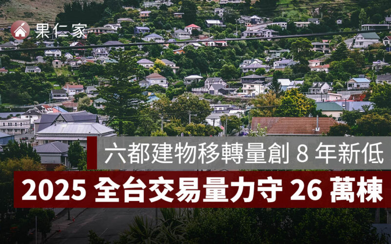 六都建物移轉量跌破 21 萬棟創 8 年新低,2025 全台交易量力守 26 萬棟