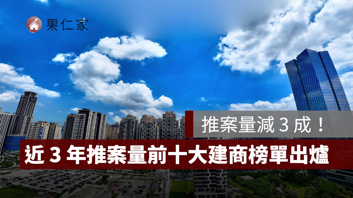 近 3 年推案量前十大建商榜單出爐!推案量減 3 成,全國巨頭回防雙北量縮保價