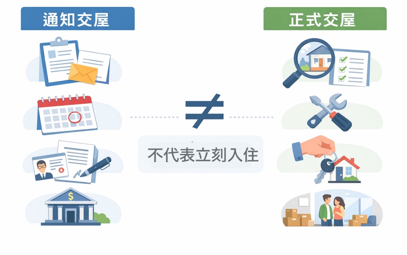 通知交屋與正式交屋比較圖