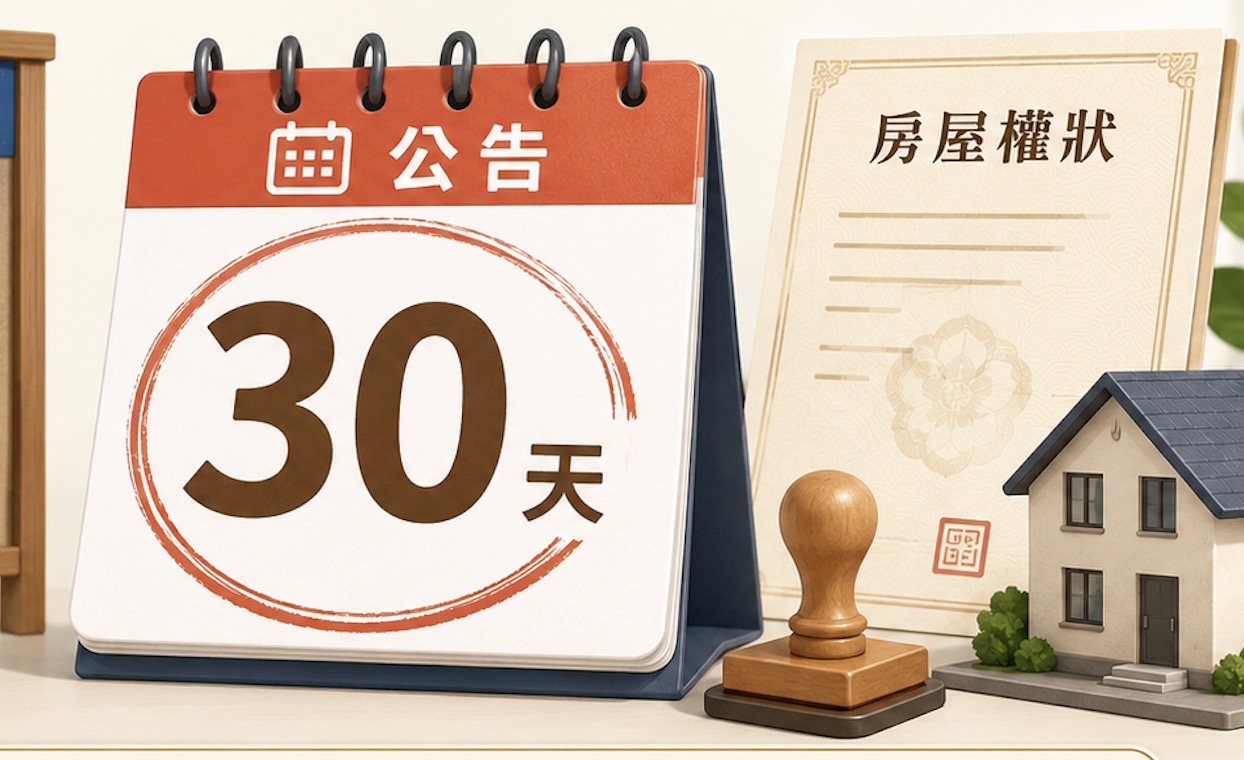 權狀補發公告 30 天，期滿無人異議後補發