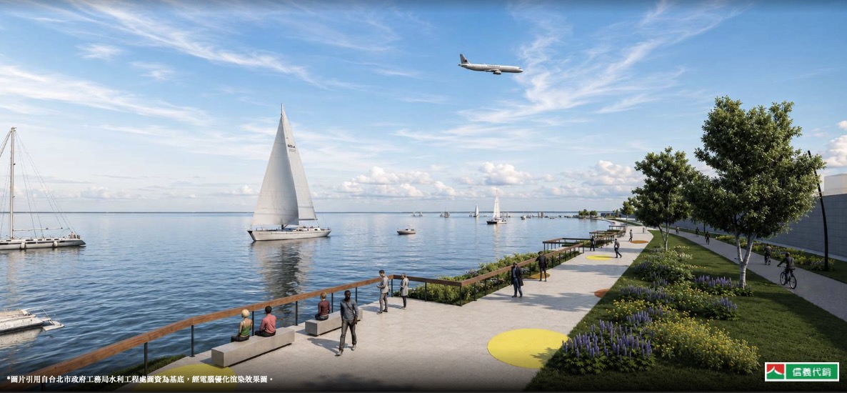 台北塞納河計畫：淡水河岸空間再造。圖源：信義代銷提供