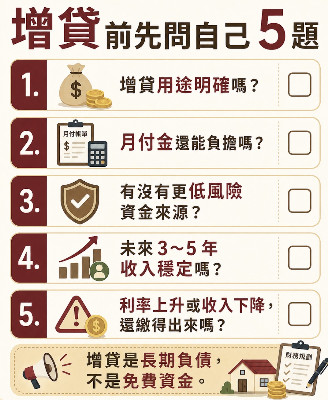 申請增貸前，先問自己 5 個問題