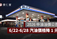 2026 中油油價公告：6/22-6/28 汽油降 1 元、柴油降 0.7 元，最新價格一次看。圖源：中油官網