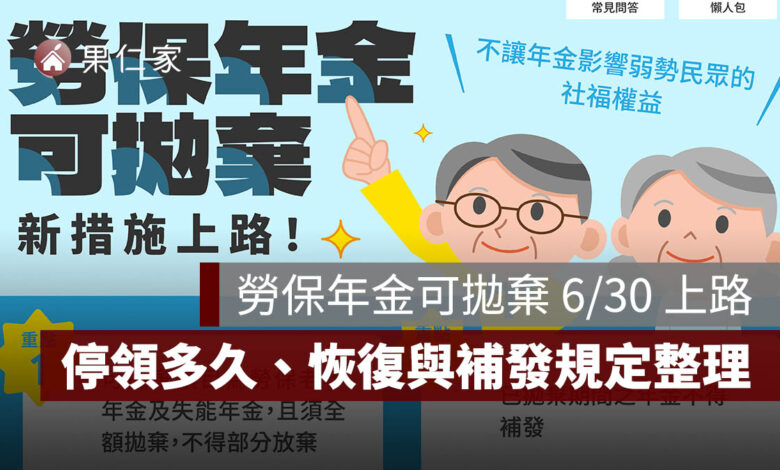 勞保年金可拋棄新制 6/30 上路！誰能申請、停領多久、恢復與補發規定一次看。圖源：勞保局