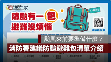 防颱避難包清單：颱風來前要準備什麼？飲水、食物、藥品、證件一次看（圖源：內政部消防署）