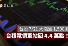 台股今日大漲逾 1,500 點！台積電領軍站回 4.4 萬點，7/20、7/21 盤勢一次看