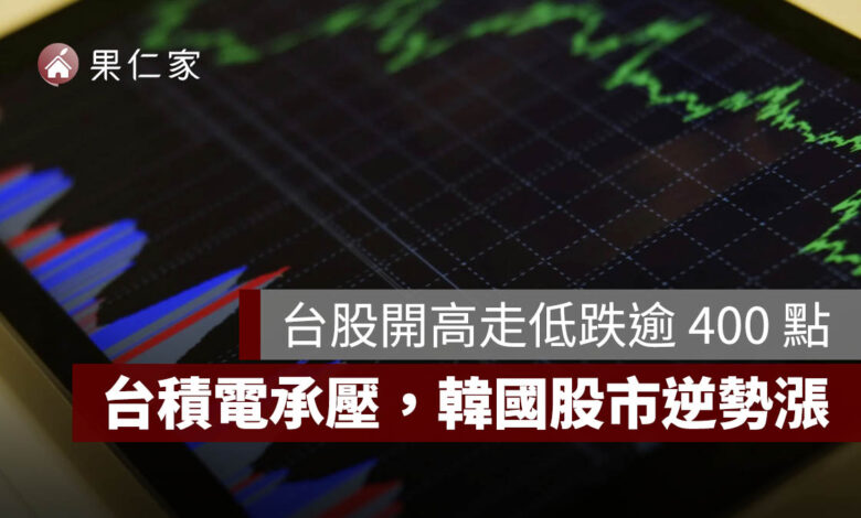 7/23 台股今天為什麼跌？開高走低跌逾 400 點，台積電、南亞科承壓，韓國股市逆勢漲