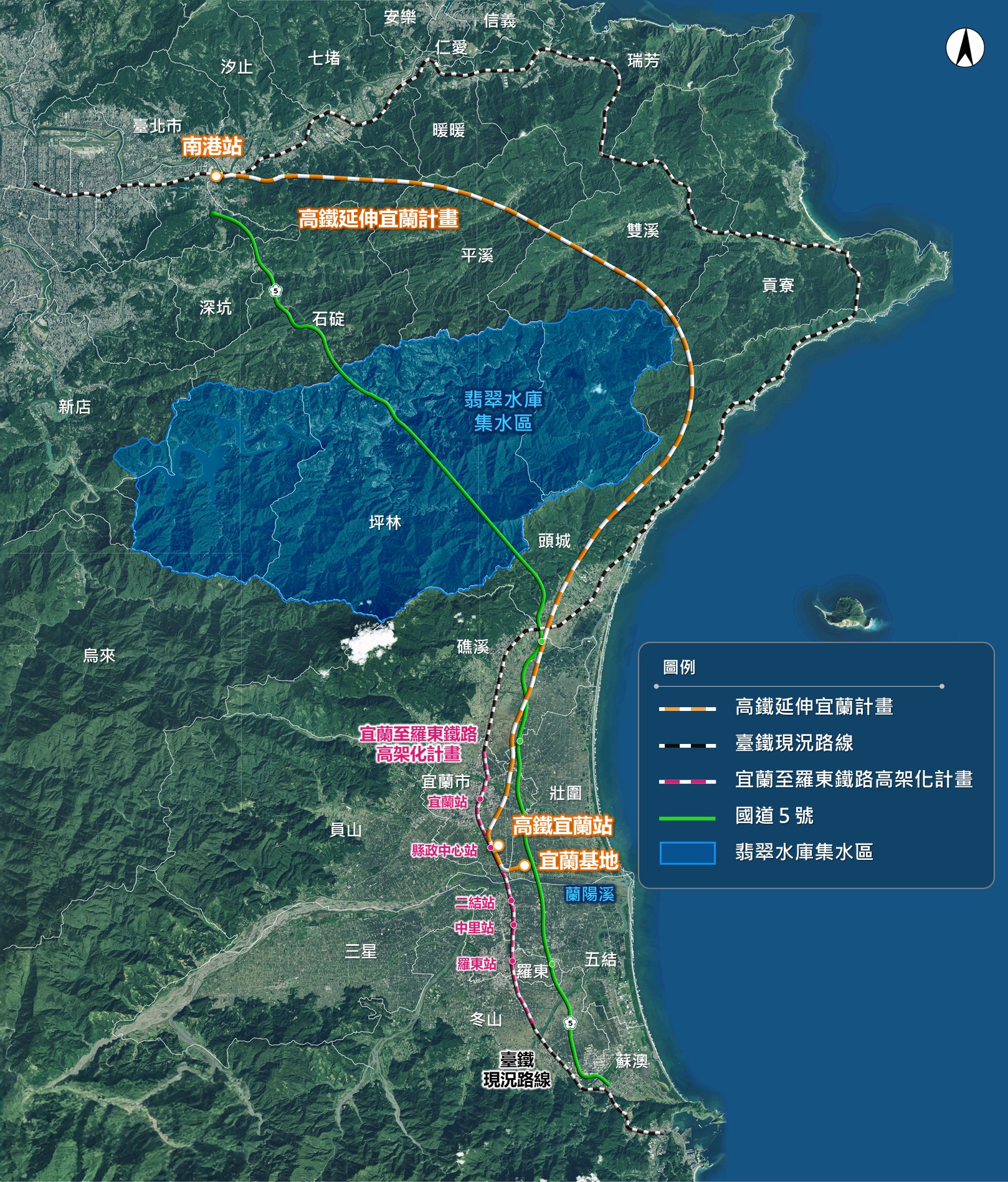 高鐵延伸宜蘭路線圖(圖源:交通部鐵道局)