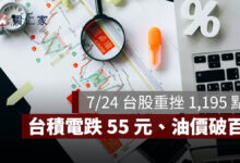 7/24 台股重挫 1,195 點失守季線！台積電跌 55 元，油價破百與 AI 燒錢疑慮一次看