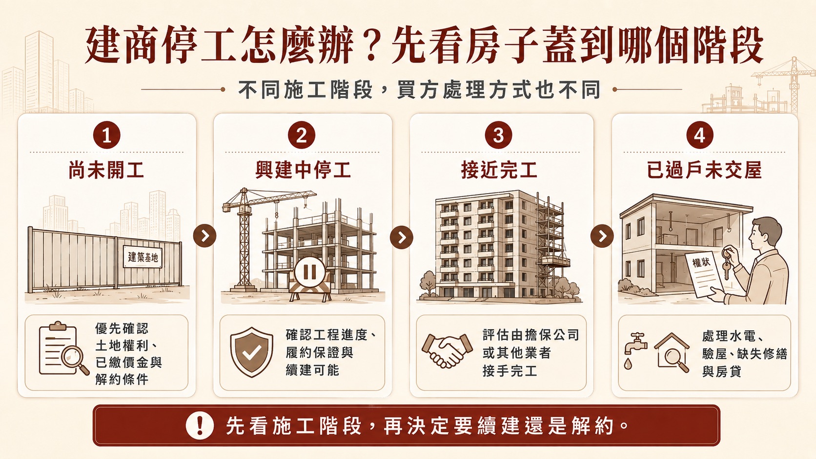 不同施工階段的處理方式