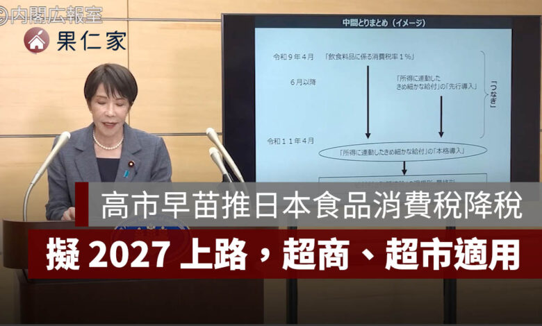 高市早苗推日本食品消費稅降至 1%！2027 年上路，超商、超市與外帶餐點適用（圖源：日本首相官邸新聞稿）