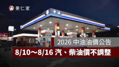 8/10～8/16 中油油價不調整！95 無鉛維持 32 元，汽柴油都不漲（圖源：中油官網）