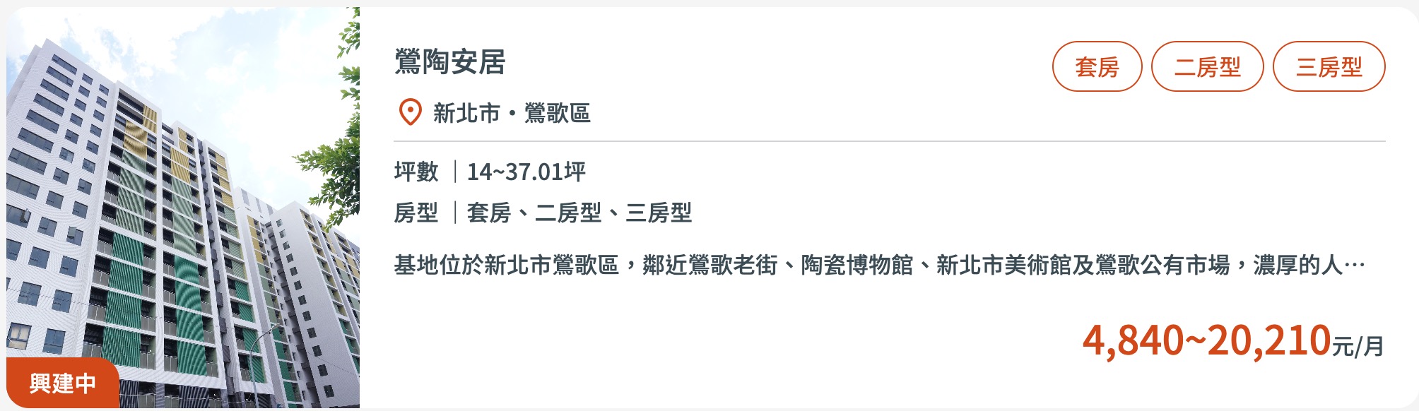 2026 新北社宅招租資訊（圖源：擷取自安居・好室官網）
