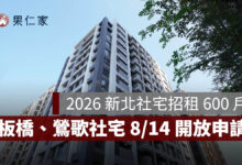 2026 新北社宅招租 600 戶！板橋、鶯歌 8/14 開放申請，最低月租 5,000 元起（圖源：擷取自安居・好室官網）