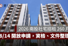 2026 南投社宅招租 260 戶！埔里「公誠安居」8/14 開放申請，最低月租 5,110 元起（圖源：安居・好室官網）