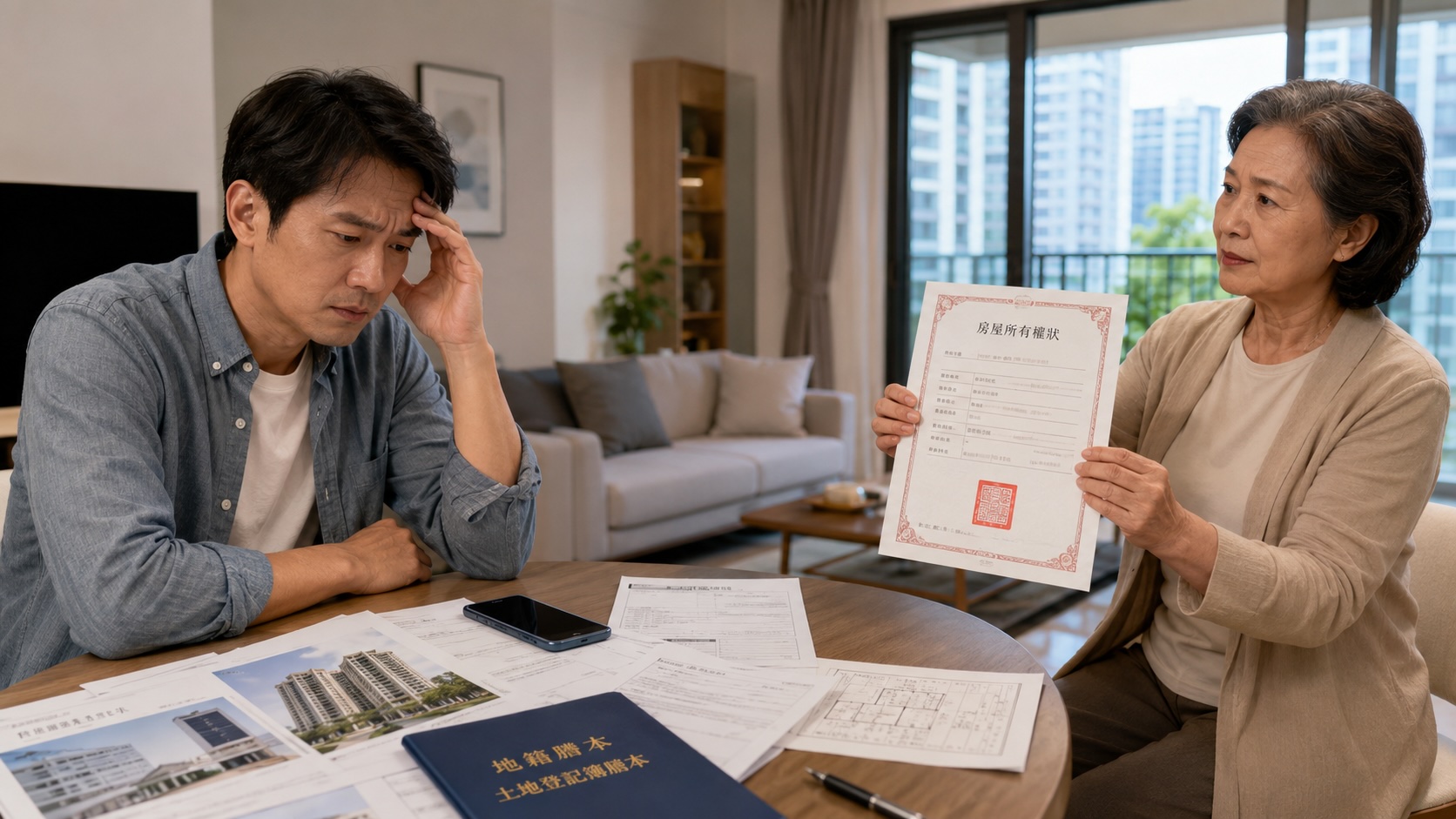房屋權狀被家人拿走不願歸還情境示意
