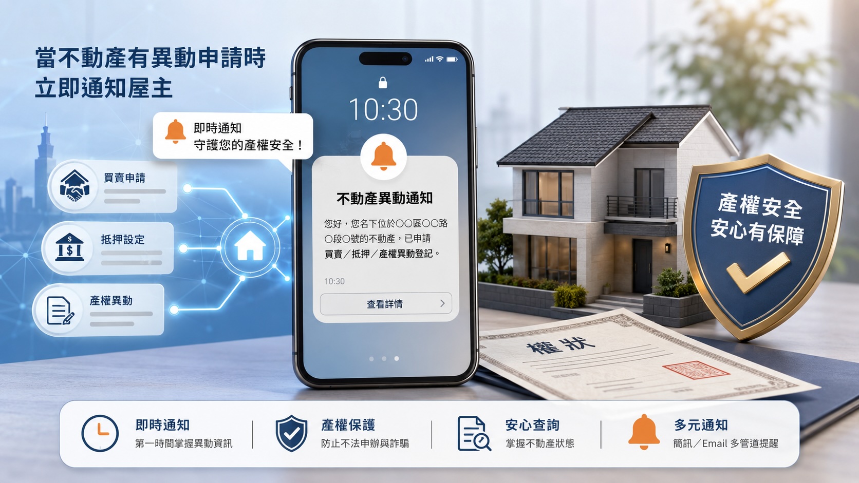 地籍異動即時通房屋產權異動通知示意