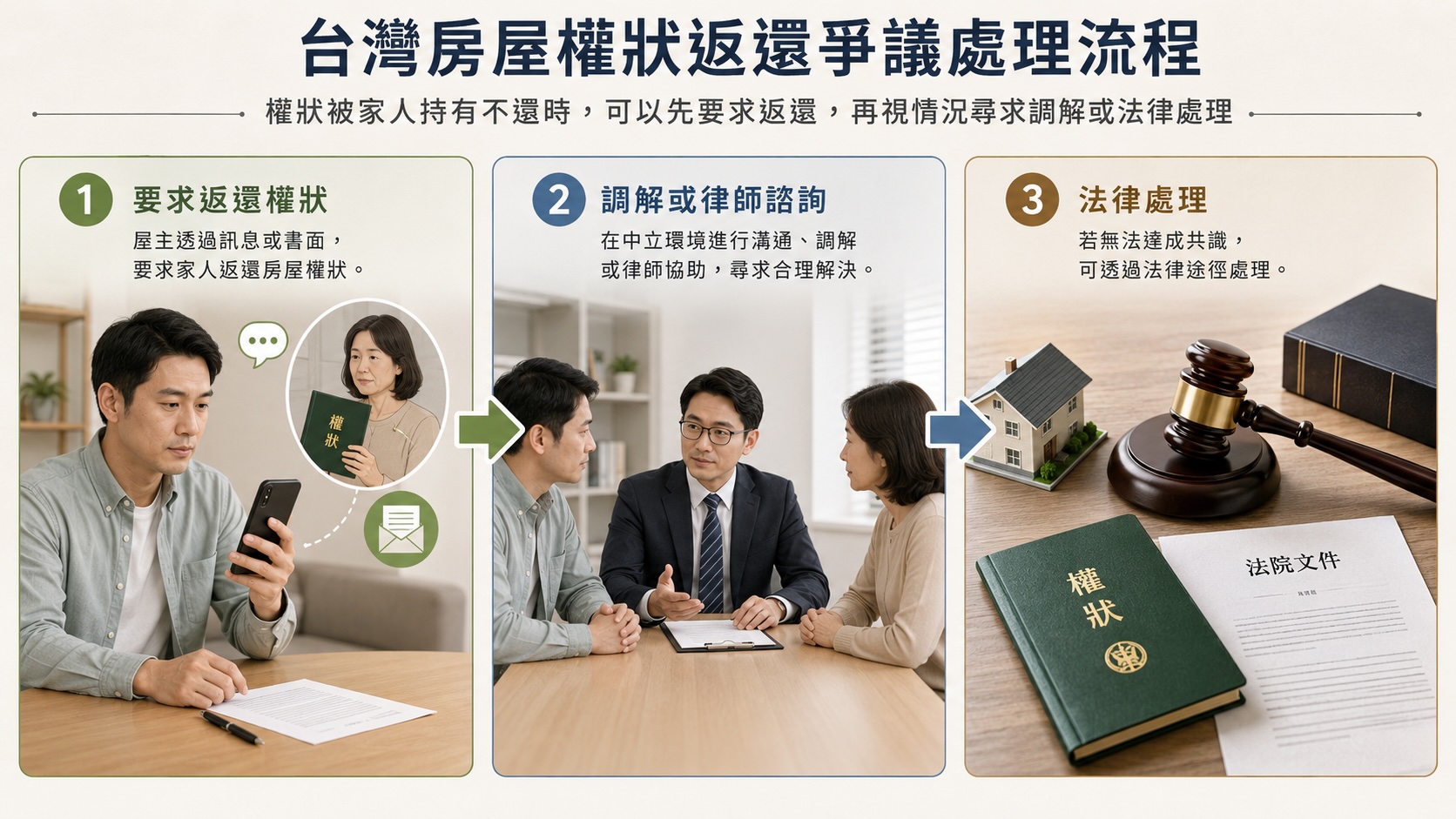 房屋權狀被家人拿走要求返還與法律處理示意