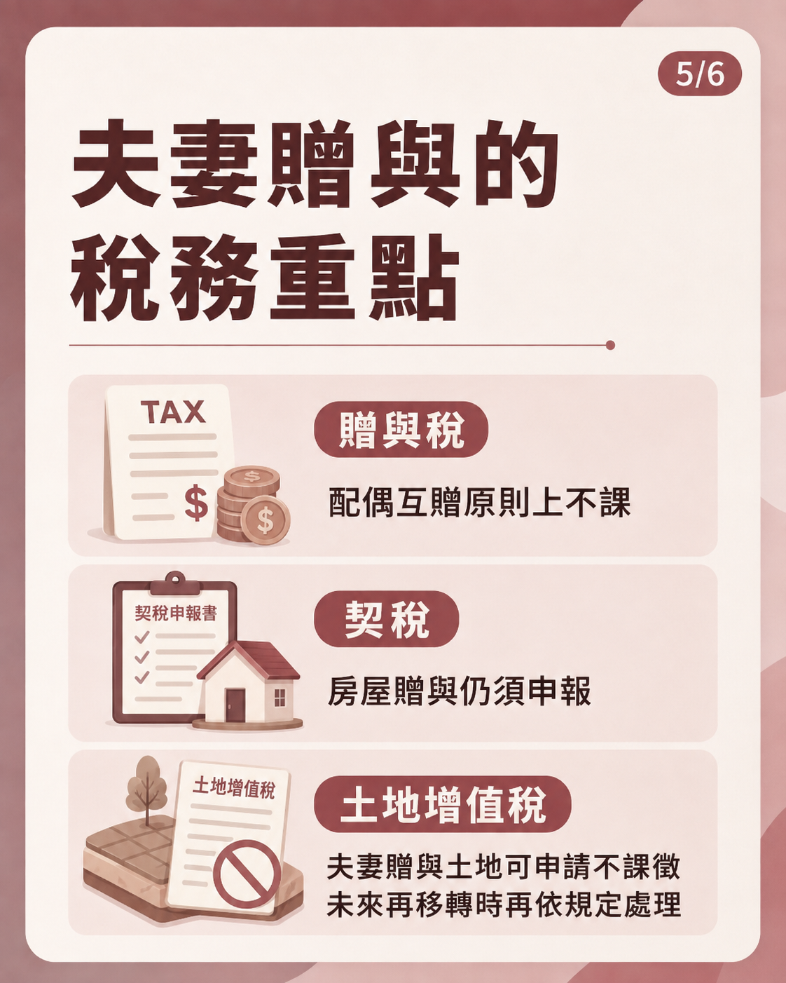夫妻贈與免贈與稅，但仍可能有其他稅費