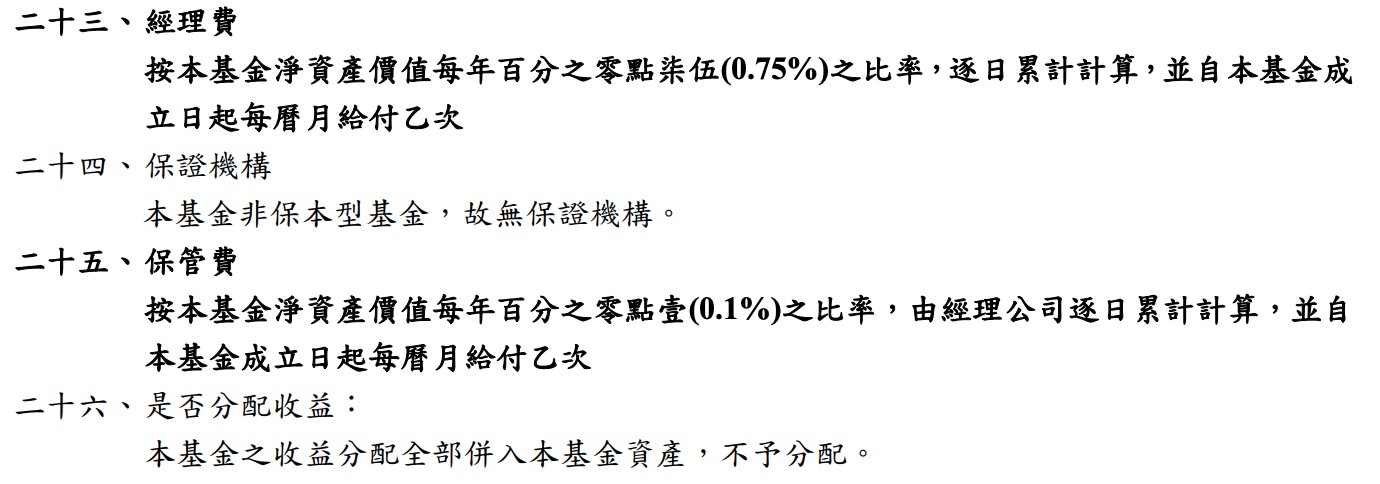 009828 經理費、保管費（圖源：擷取自 009828 公開說明書）