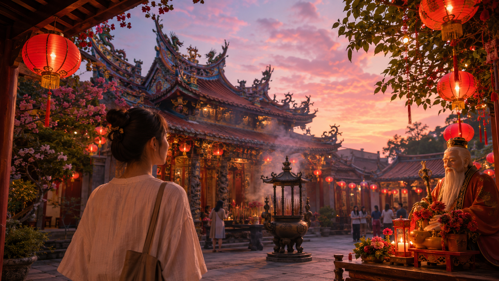 七夕拜月老（AI 生成拜月老示意圖）