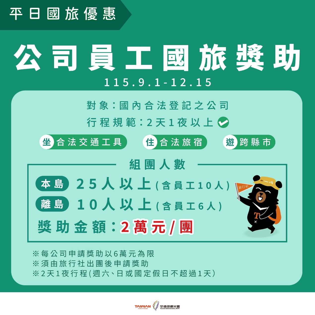 2026 國旅補助資訊（圖源：擷取自交通部觀光署）