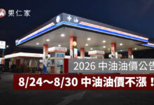 8/24～8/30 中油油價不漲！95 無鉛維持 32 元，汽柴油各吸收 6.4、6.1 元（圖源：中油官網）
