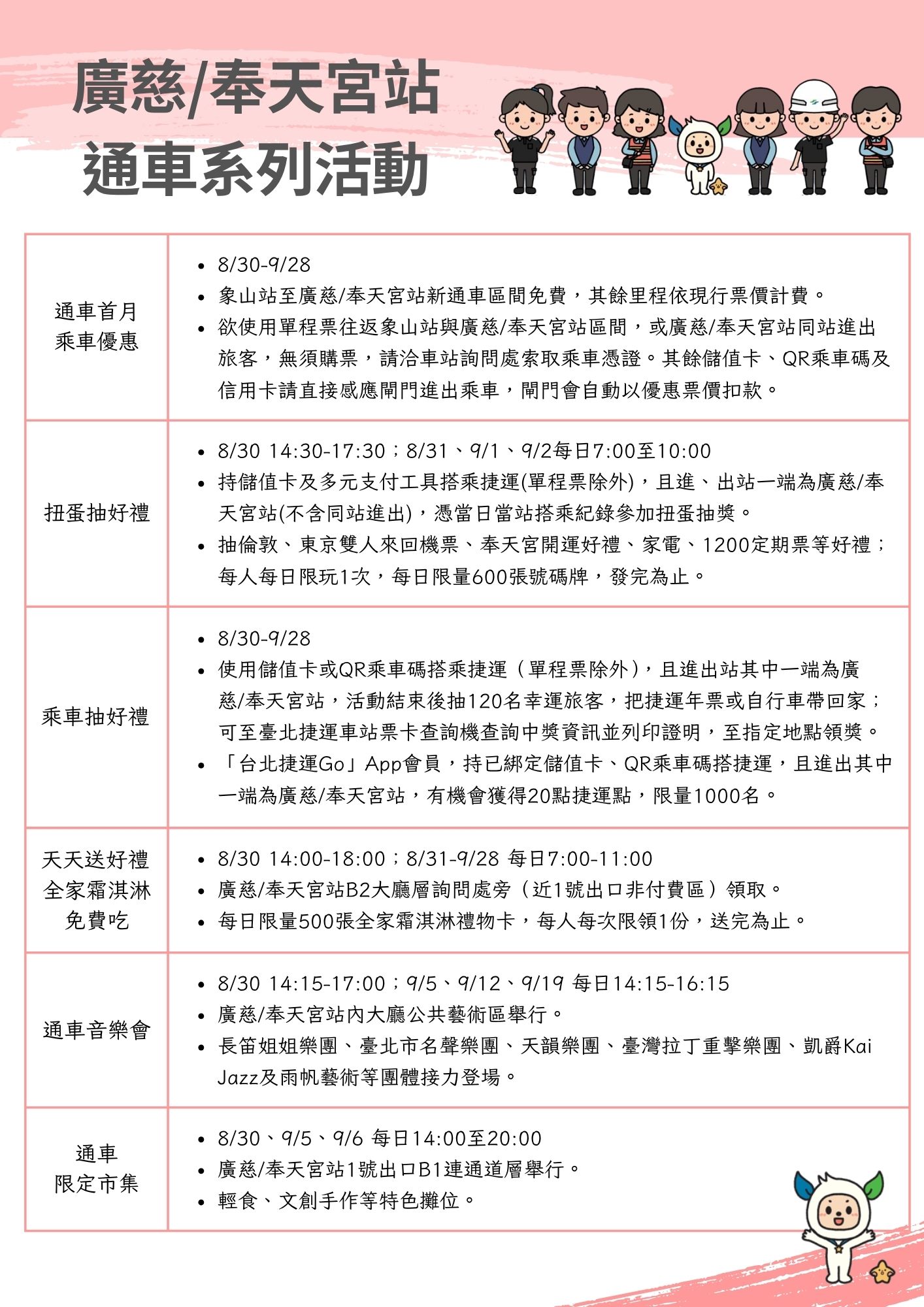 廣慈／奉天宮站通車還有市集、音樂會。（圖源：台北捷運官網）