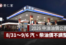 8/31～9/6 油價不漲！汽柴油價格維持不變，95 無鉛每公升 32 元（圖源：中油官網）