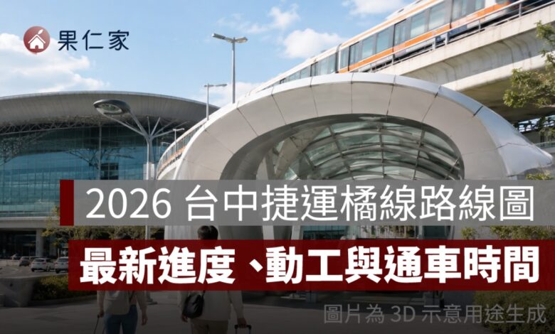 2026 台中捷運橘線路線圖：車站位置、機場捷運進度、動工與通車時間