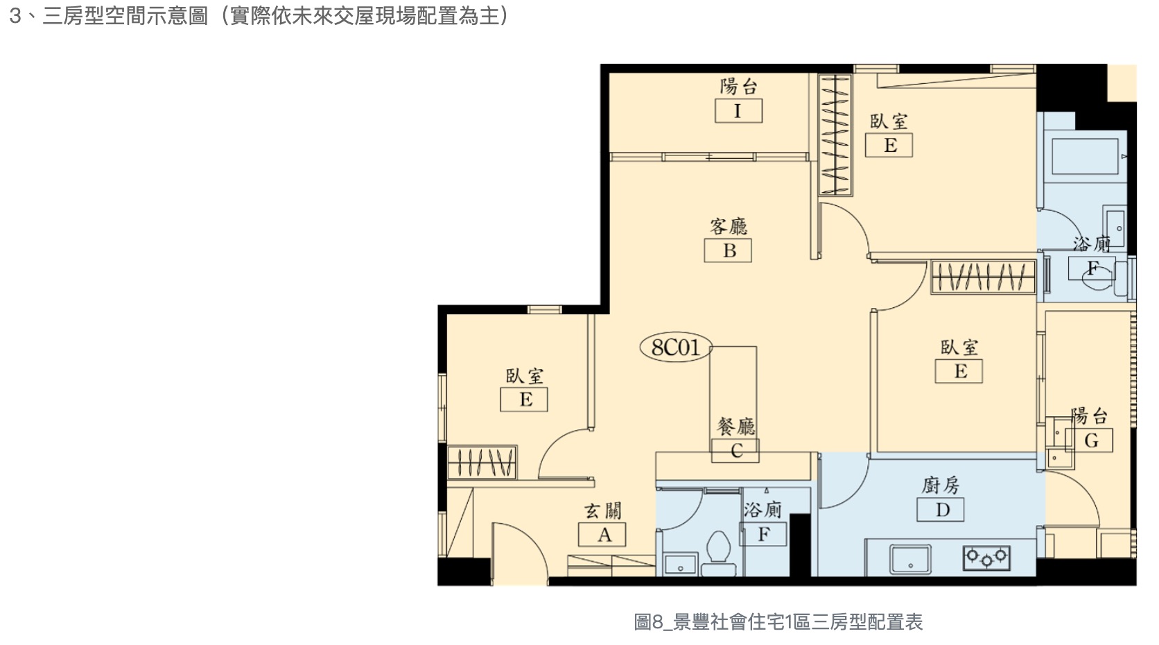 2026 台北社宅－景豐社宅房型配置（圖源：擷取自北市安心樂租網）