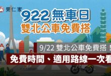 9/22 雙北公車免費搭！無車日免刷卡、免投幣，免費時間、適用路線一次看（圖源：擷取自活動公告）