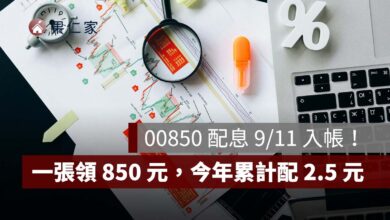 00850 配息 9/11 入帳！每股 0.85 元、一張領 850 元，今年累計配 2.5 元
