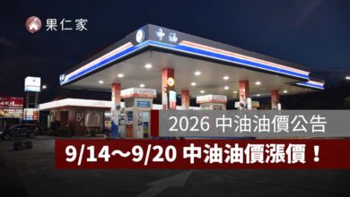 9/14～9/20 中油油價漲價！汽油漲 0.7 元、柴油漲 0.6 元，95 無鉛每公升 32.7 元（圖源：中油官網）