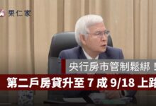 央行房市管制鬆綁！第二戶房貸成數升至 7 成，9/18 上路、利率維持不變（擷取自央行 YT）