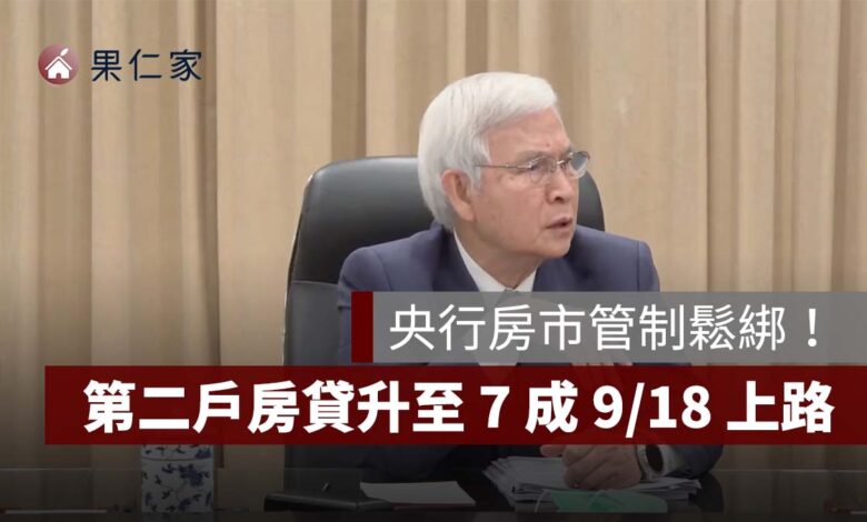 央行房市管制鬆綁！第二戶房貸成數升至 7 成，9/18 上路、利率維持不變（擷取自央行 YT）