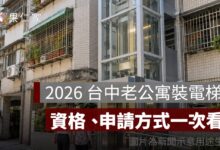 2026 台中老公寓裝電梯最高補助 200 萬！無障礙改善最高 216 萬，資格、申請方式一次看