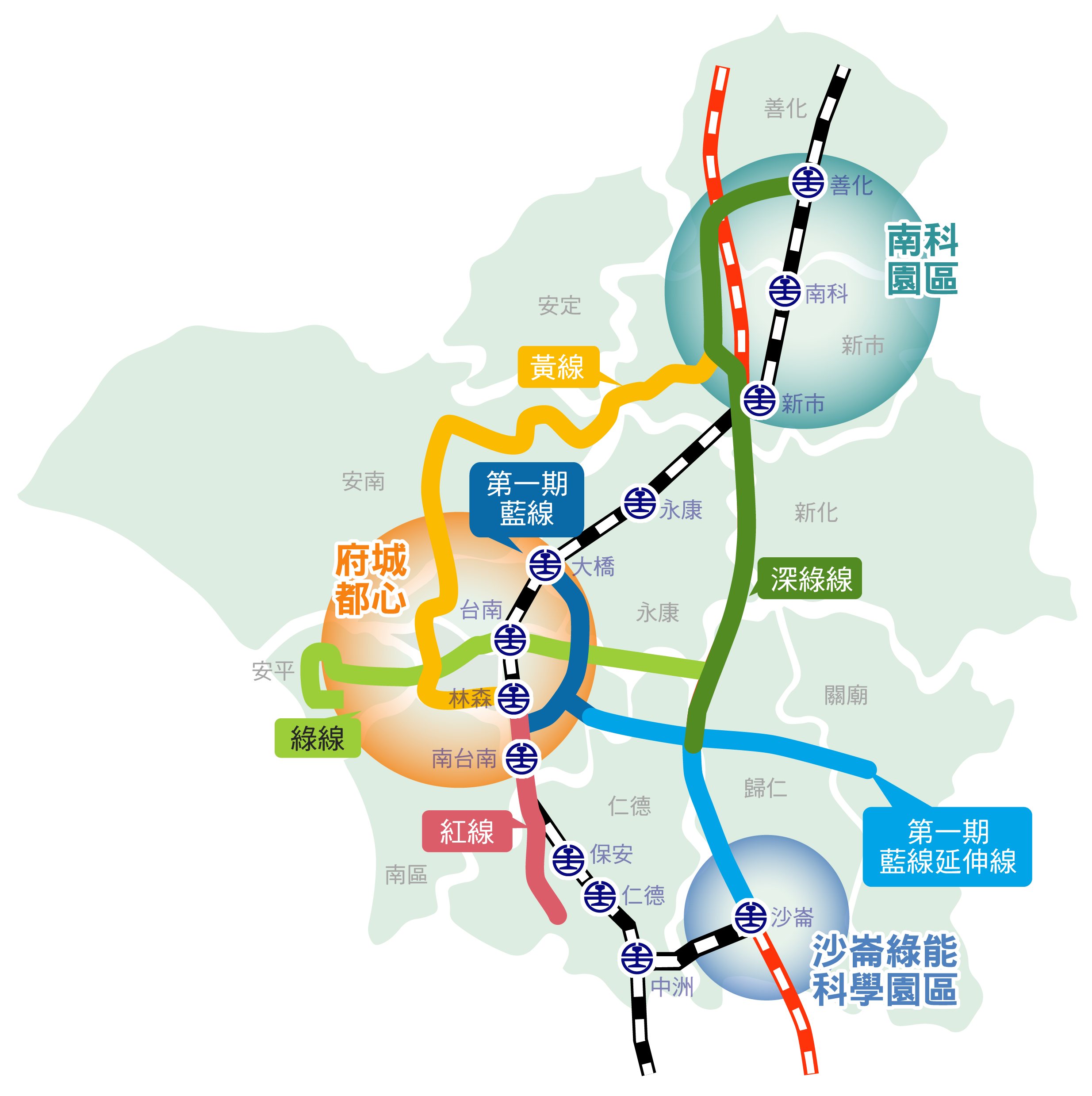 台南捷運總路線圖願景。台南市捷運工程處