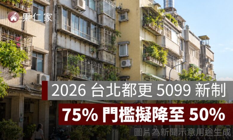 2026 台北都更 5099 新制是什麼？同意門檻降至 50%、申請條件與 7599 差異一次看