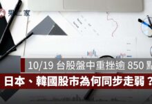 10/19 台股盤中重挫逾 850 點！0050、台積電 2330 下跌，日本、韓國股市為何同步走弱？